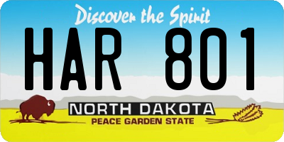 ND license plate HAR801