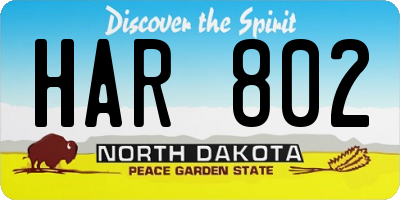 ND license plate HAR802