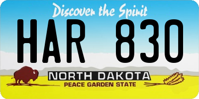 ND license plate HAR830