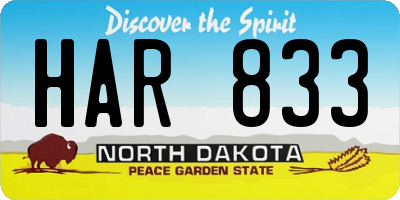 ND license plate HAR833