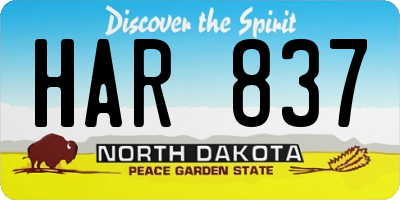 ND license plate HAR837