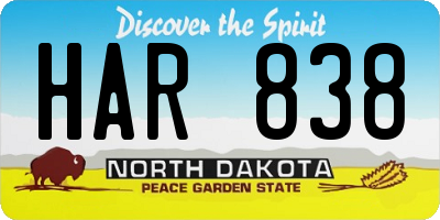 ND license plate HAR838
