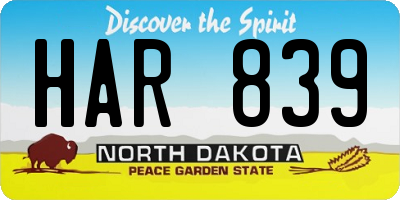 ND license plate HAR839