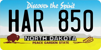 ND license plate HAR850