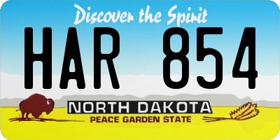 ND license plate HAR854