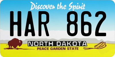 ND license plate HAR862