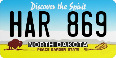 ND license plate HAR869