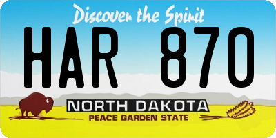 ND license plate HAR870