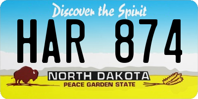 ND license plate HAR874