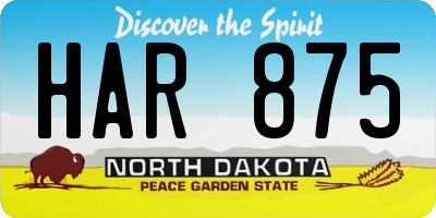 ND license plate HAR875