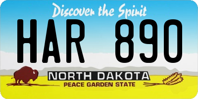 ND license plate HAR890