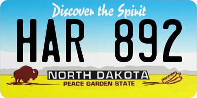 ND license plate HAR892