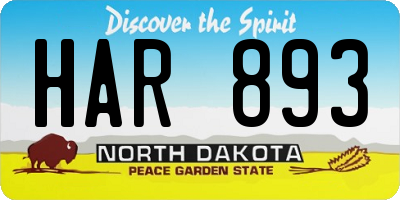 ND license plate HAR893