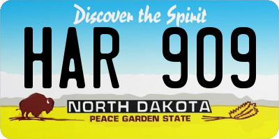 ND license plate HAR909