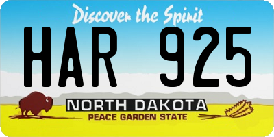 ND license plate HAR925