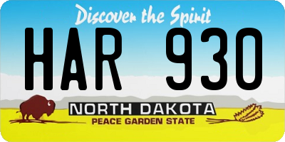 ND license plate HAR930