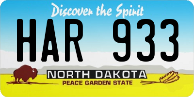 ND license plate HAR933