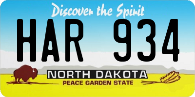 ND license plate HAR934