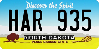 ND license plate HAR935