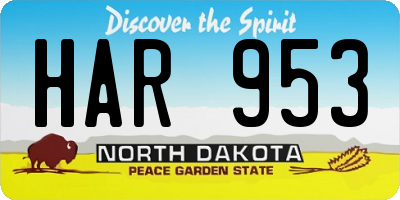 ND license plate HAR953