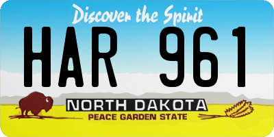 ND license plate HAR961