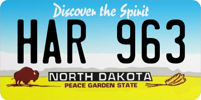 ND license plate HAR963