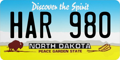 ND license plate HAR980