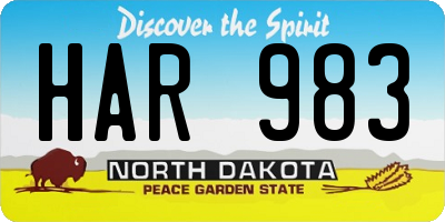 ND license plate HAR983