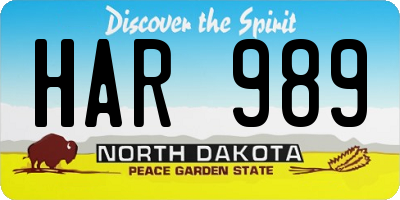 ND license plate HAR989