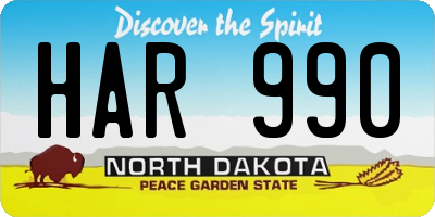 ND license plate HAR990