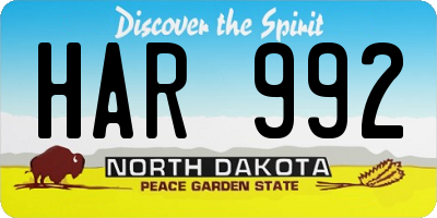 ND license plate HAR992