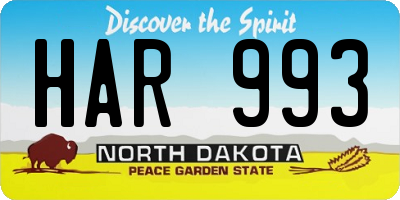 ND license plate HAR993