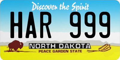 ND license plate HAR999