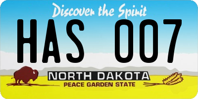 ND license plate HAS007