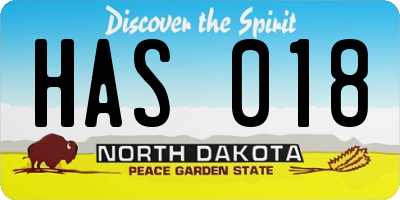 ND license plate HAS018