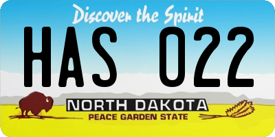 ND license plate HAS022