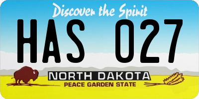 ND license plate HAS027