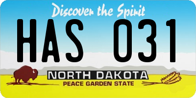 ND license plate HAS031