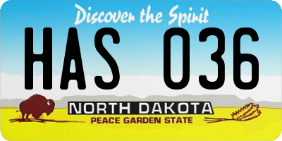 ND license plate HAS036