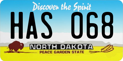 ND license plate HAS068