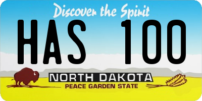 ND license plate HAS100