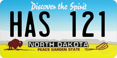 ND license plate HAS121