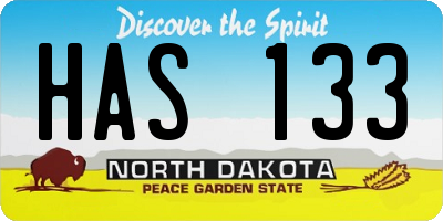 ND license plate HAS133