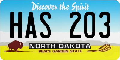 ND license plate HAS203