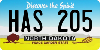 ND license plate HAS205