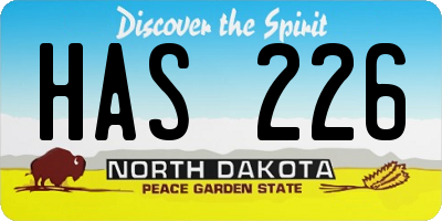 ND license plate HAS226