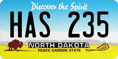 ND license plate HAS235