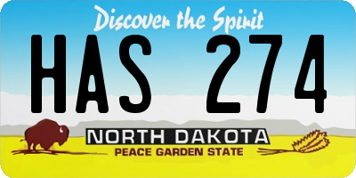 ND license plate HAS274