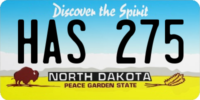 ND license plate HAS275