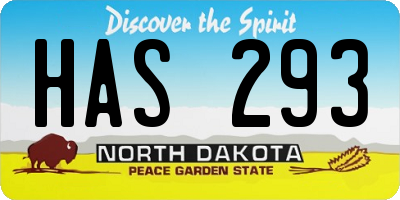 ND license plate HAS293